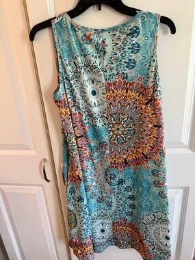 Womens Mandala Dress Casual Sleeveless T-shirt Dress  Pockets large Boho dress